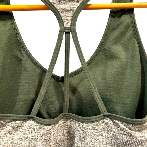 PINK Victoria Secret Heather Gray Green Strappy Sports Bra workout, Size M - Picture 5 of 9